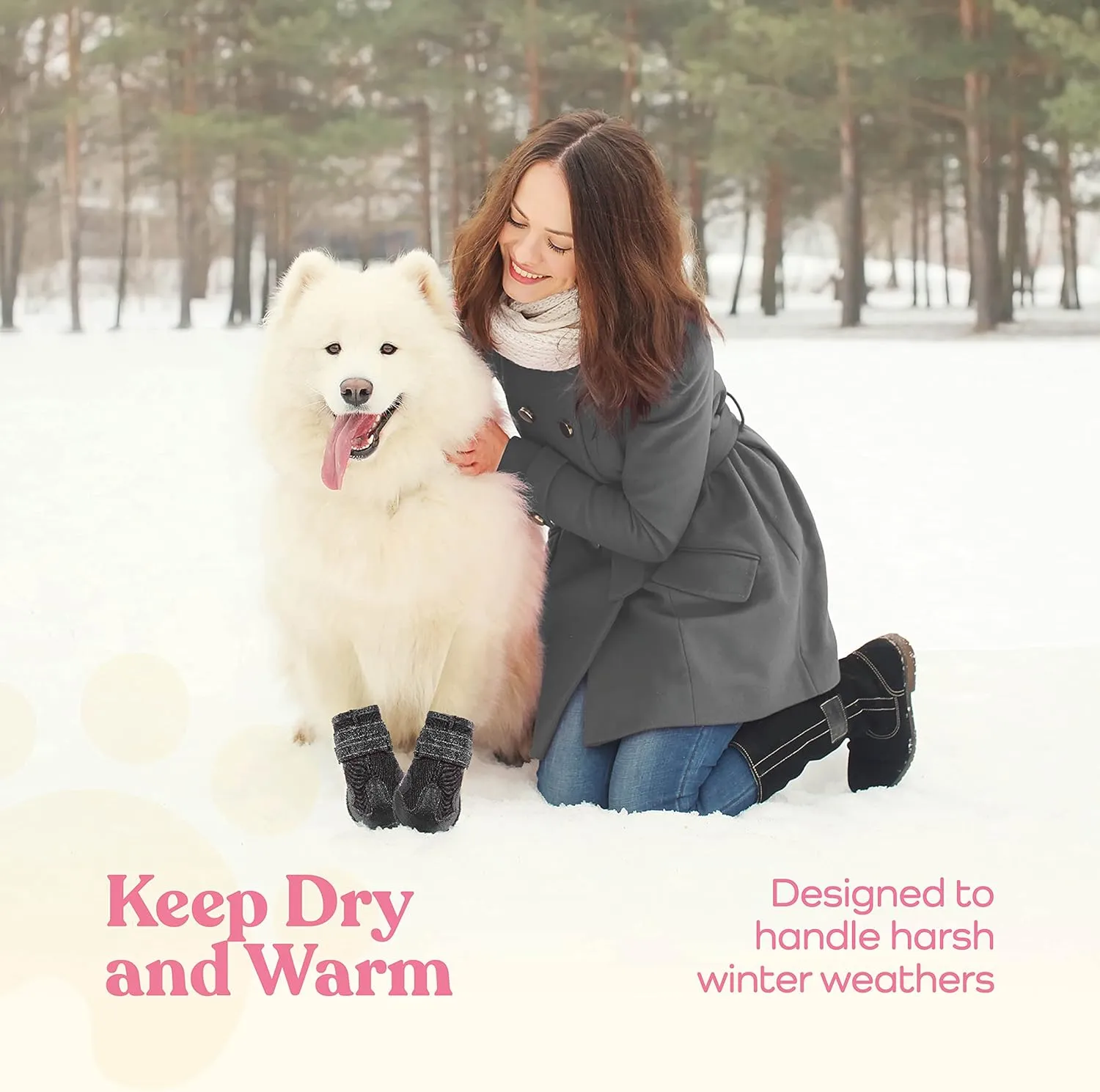 Waterproof Dog Shoes - Stylish Designed Shoes for Dogs - Dog Boots with Non-Slip Rubber Bottom Protects Paw from Hot or Cold Pavement, Dog Booties with Reflective Straps for Dogs Safety, Puppy Shoes.