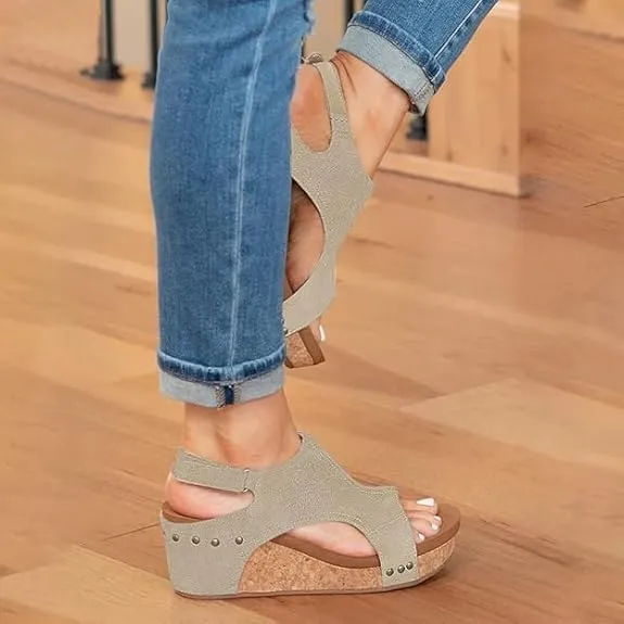 Wedge Sandals for Women 2025,Womens Espadrilles Platform Wedges Comfortable Sandals Open Toe Buckle Ankle Strap Cork Casual & Dressy Summer Shoes