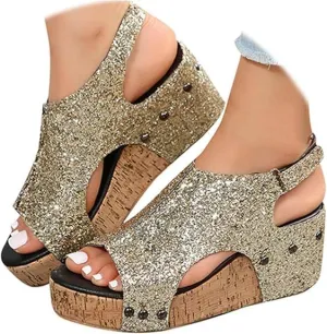 Wedge Sandals for Women 2025,Womens Espadrilles Platform Wedges Comfortable Sandals Open Toe Buckle Ankle Strap Cork Casual & Dressy Summer Shoes