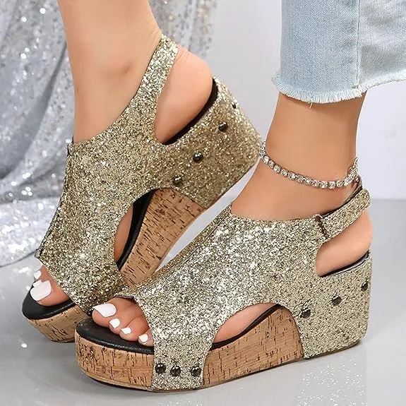 Wedge Sandals for Women 2025,Womens Espadrilles Platform Wedges Comfortable Sandals Open Toe Buckle Ankle Strap Cork Casual & Dressy Summer Shoes