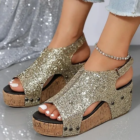 Wedge Sandals for Women 2025,Womens Espadrilles Platform Wedges Comfortable Sandals Open Toe Buckle Ankle Strap Cork Casual & Dressy Summer Shoes