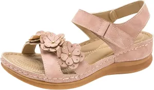 Wedge Sandals for Women Dressy Comfortable Summer Platform Casual Dress Sandal Ankle Strap Open Toe Dressy Shoes Walking Air Cushion Support Low Wedges with Adjustable Hook Loop Orthopedic