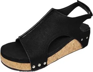 Wedge Sandals for Women Dressy Summer,Womens Espadrilles Platform Wedges Mid Heel Leather Sandals Buckle Open Toe Ankle Strap Comfortable Casual Summer Shoes