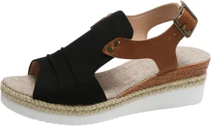 Wedge Sandals for Women Espadrilles Dressy Orthotic Platform Sandal Open Toe Comfortable Summer Shoes with Ankle Strap