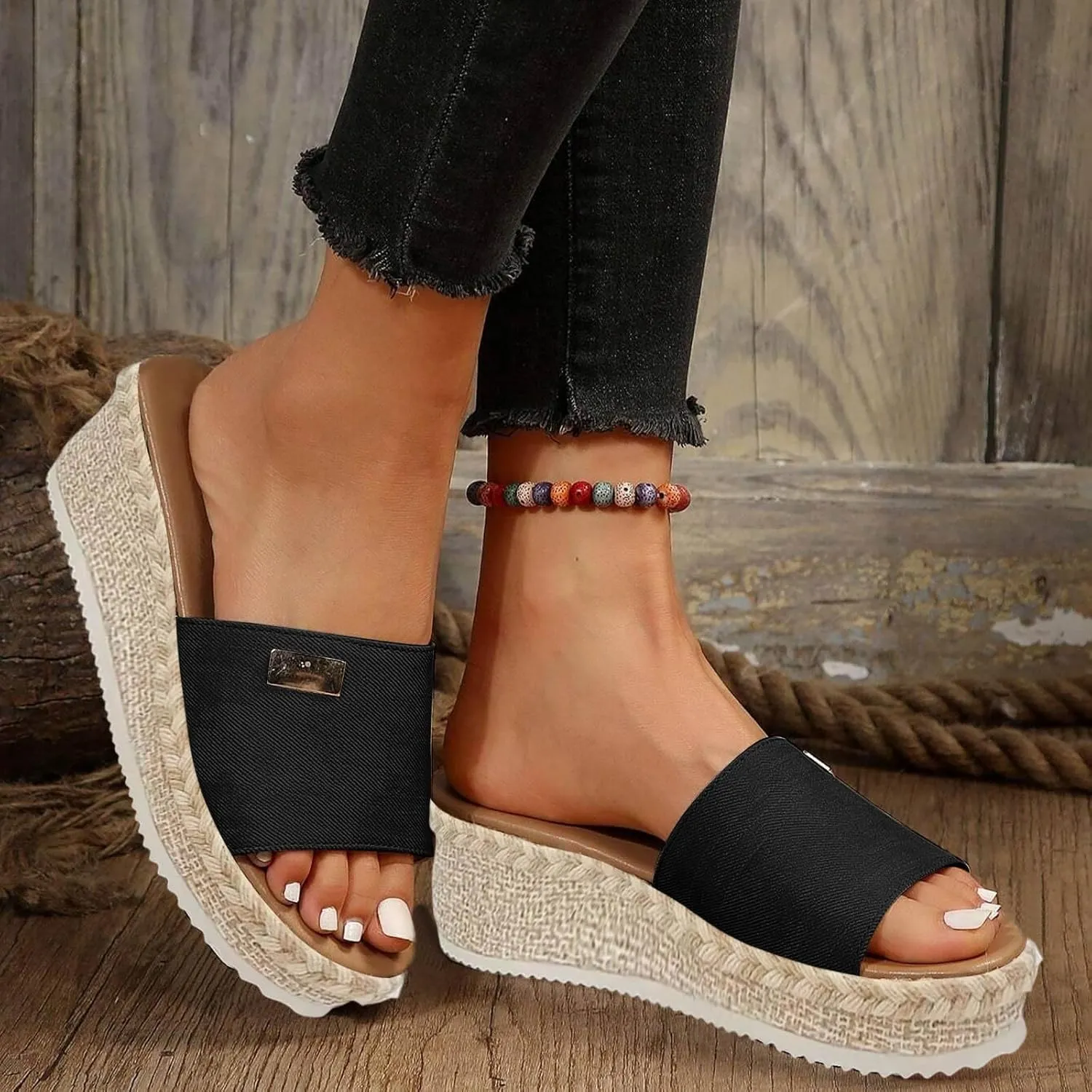 Wedge Sandals for Women Open Toe Espadrilles Platform Fashion Sandal Casual Arch Support Slip On Summer Sandals