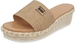 Wedge Sandals for Women Open Toe Espadrilles Platform Fashion Sandal Casual Arch Support Slip On Summer Sandals