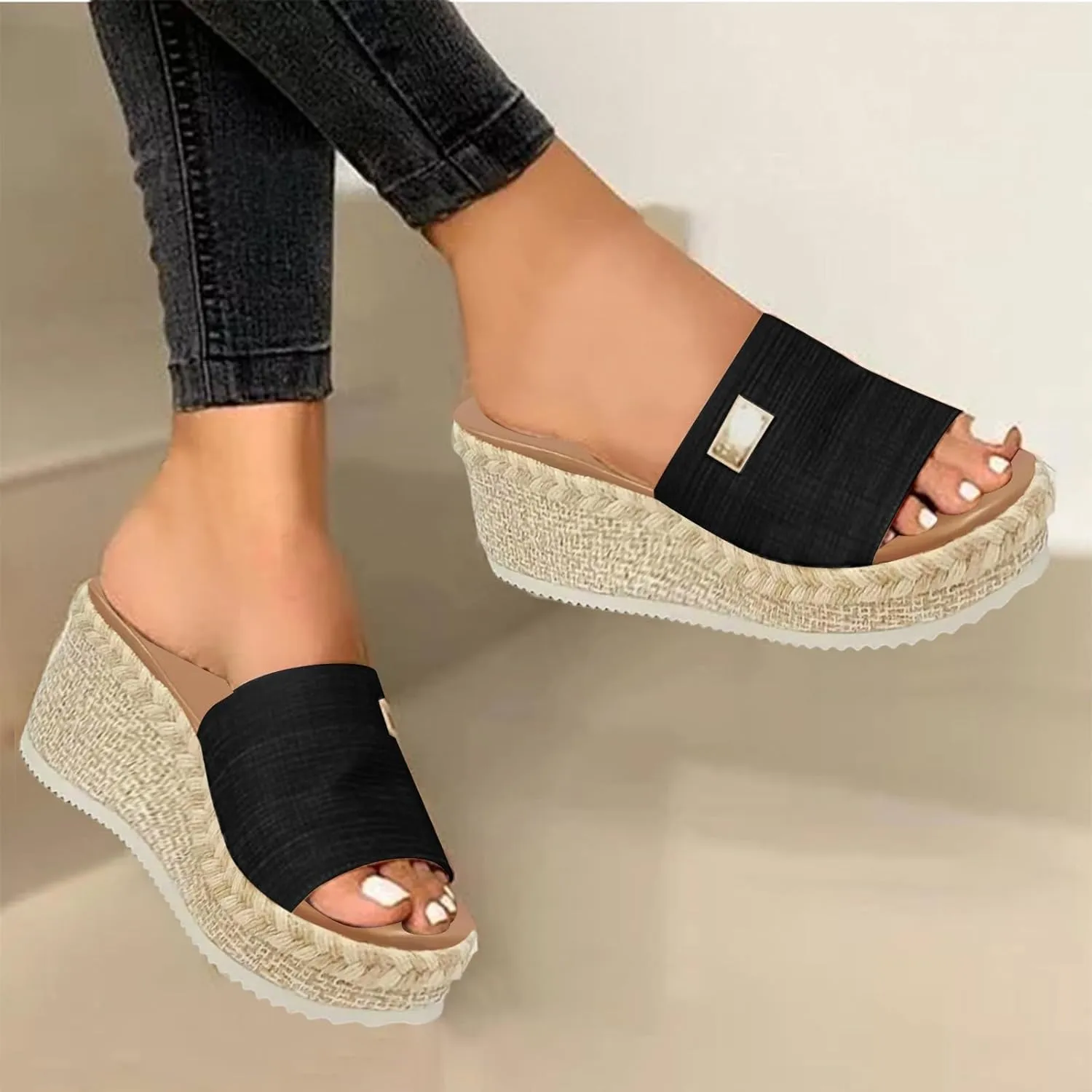Wedge Sandals for Women Open Toe Espadrilles Platform Fashion Sandal Casual Arch Support Slip On Summer Sandals