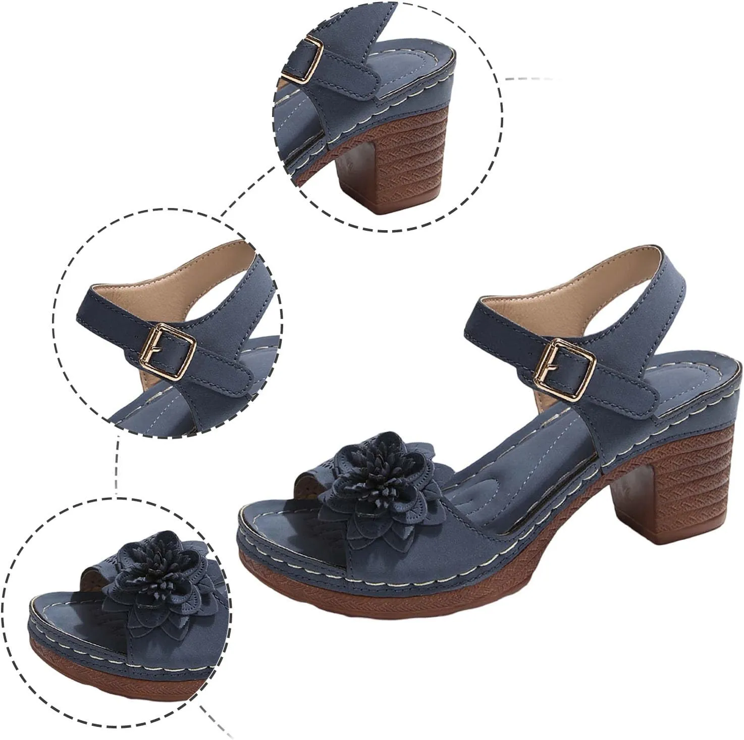 Wedges Heels Sandal for Women Dressy Platform Wedge Sandals Ankle Strap Heeled Espadrilles Sandal Ladies Comfortable Cork Summer Dress Shoes for Beach Wedding