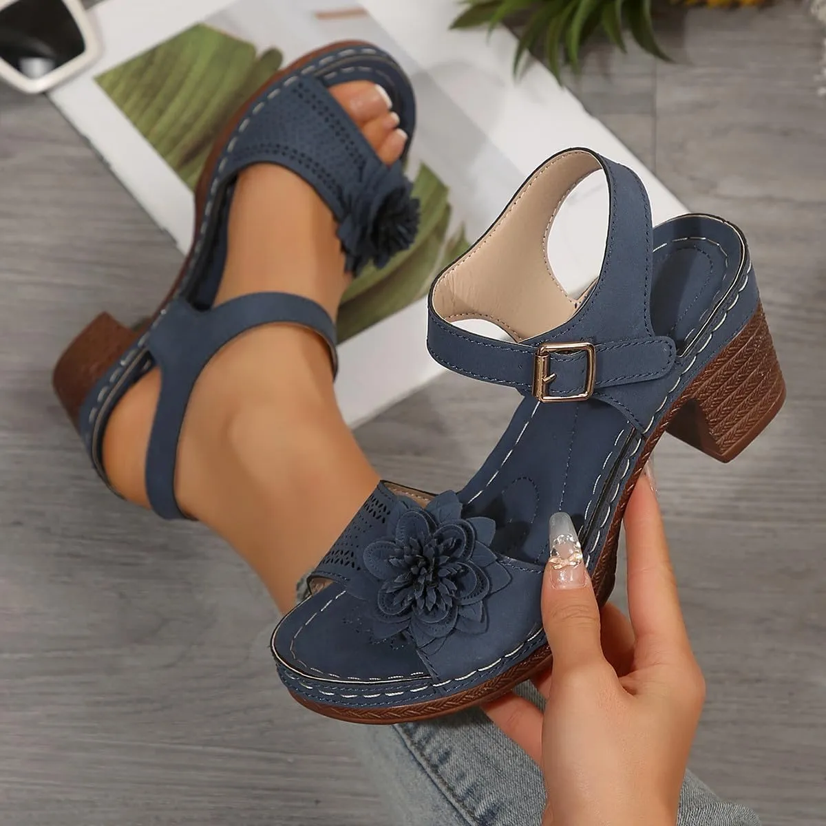 Wedges Heels Sandal for Women Dressy Platform Wedge Sandals Ankle Strap Heeled Espadrilles Sandal Ladies Comfortable Cork Summer Dress Shoes for Beach Wedding