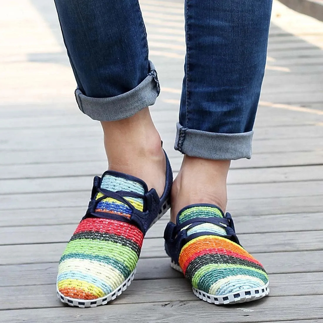 WENJHEN Men Flats Espadrilles Canvas Shoes Loafers Athletic Knitted Casual Plims
