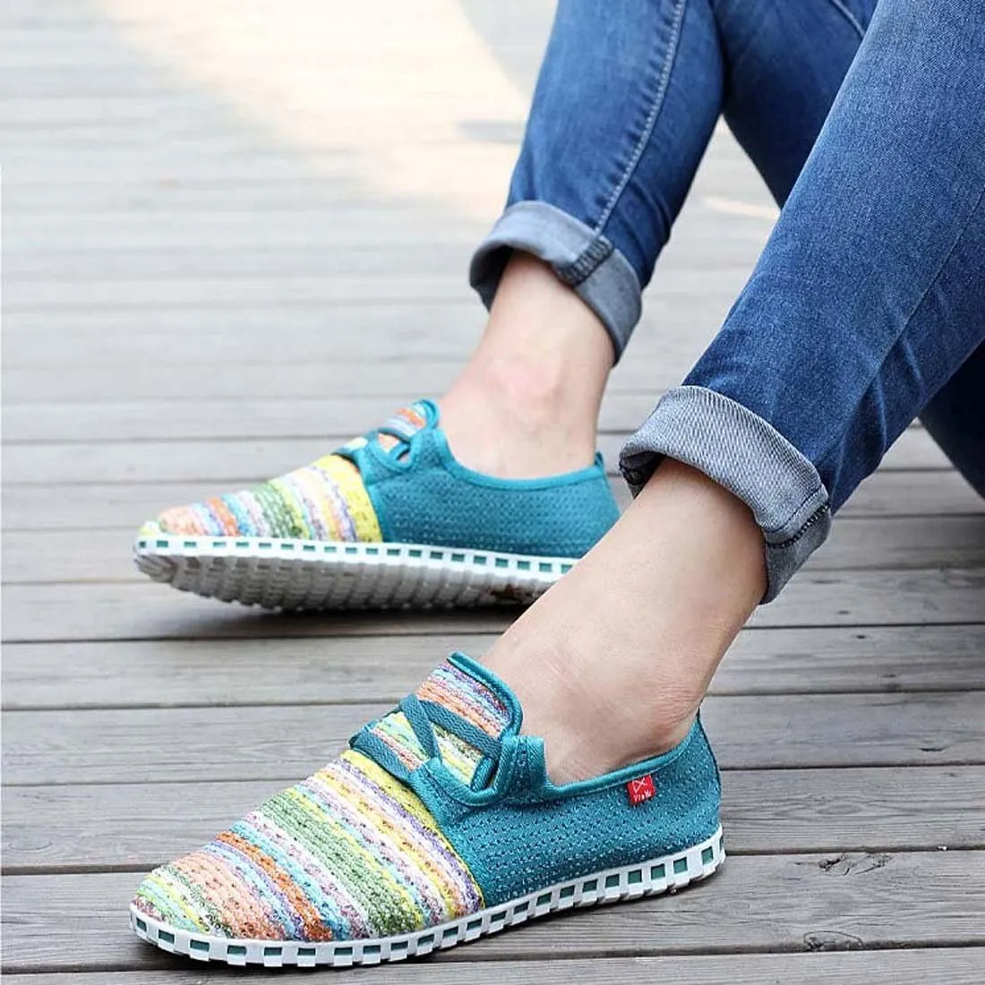 WENJHEN Women Flats Espadrilles Canvas Shoes Loafers Athletic Knitted Casual Plims