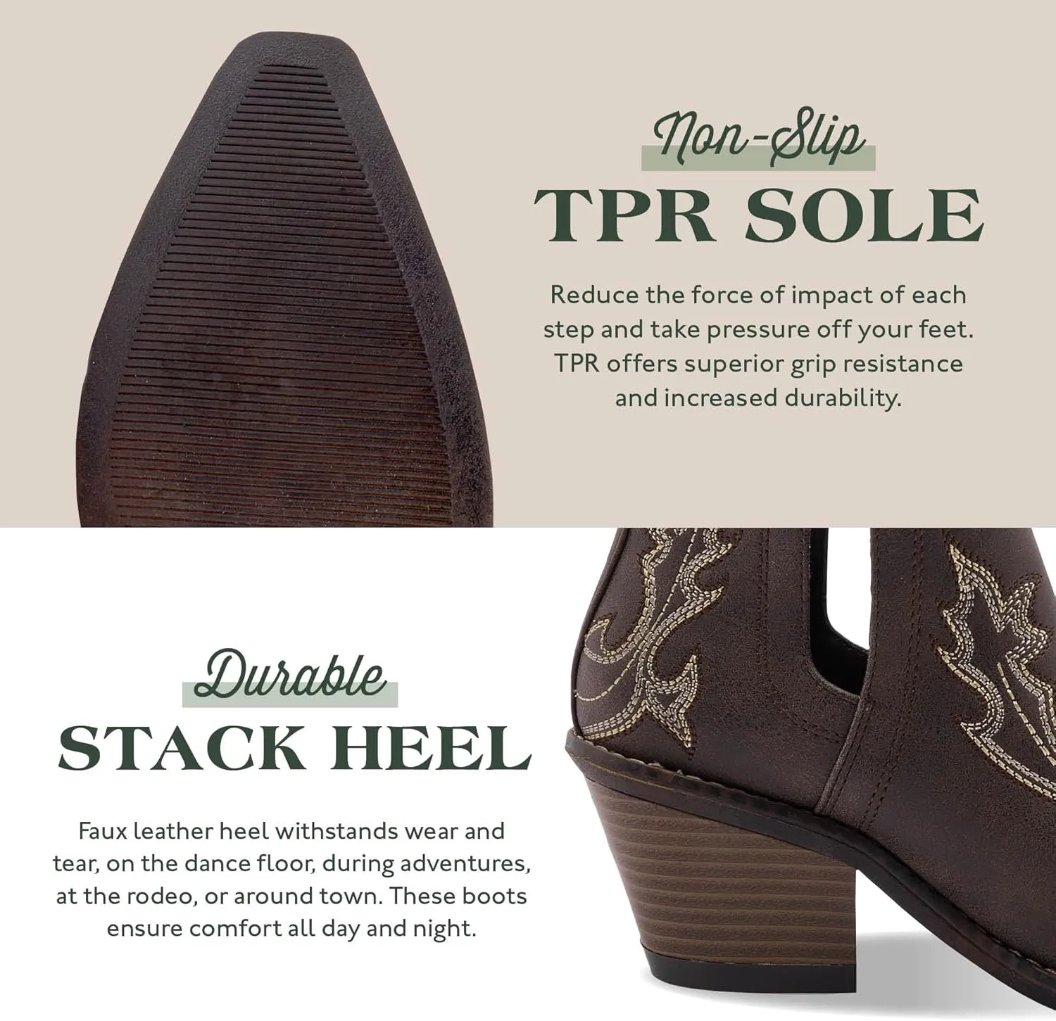 Western Cowboy Boots for Women - Durable Stack Heel and Ankle Style Cowgirl Boots - Comfortable Faux Leather Teen Girls & Women's Ankle Boots & Booties