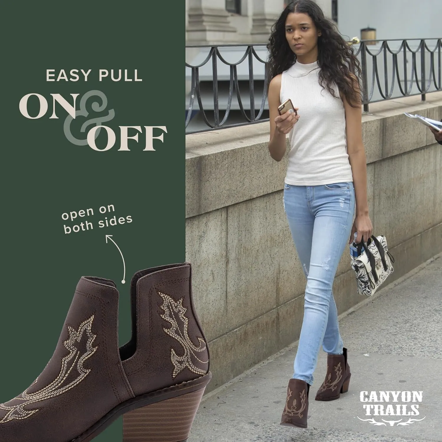 Western Cowboy Boots for Women - Durable Stack Heel and Ankle Style Cowgirl Boots - Comfortable Faux Leather Teen Girls & Women's Ankle Boots & Booties