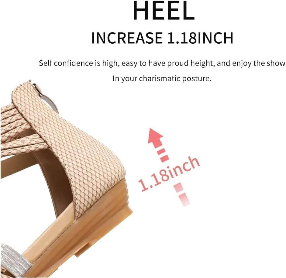 WOJWSKI Women's Flat Sandal Flip Flops Open Toe Strap Zipper Back Flatform Wedge Sandals Beach Summer Shoes