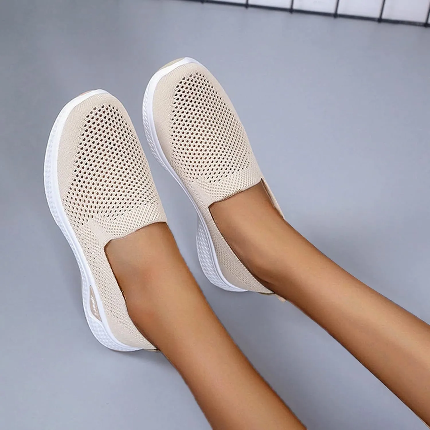 Women Canvas Slip On Sneakers Casual Walking Shoes Lightweight Flat Comfortable Elastic Non Slip Loafers