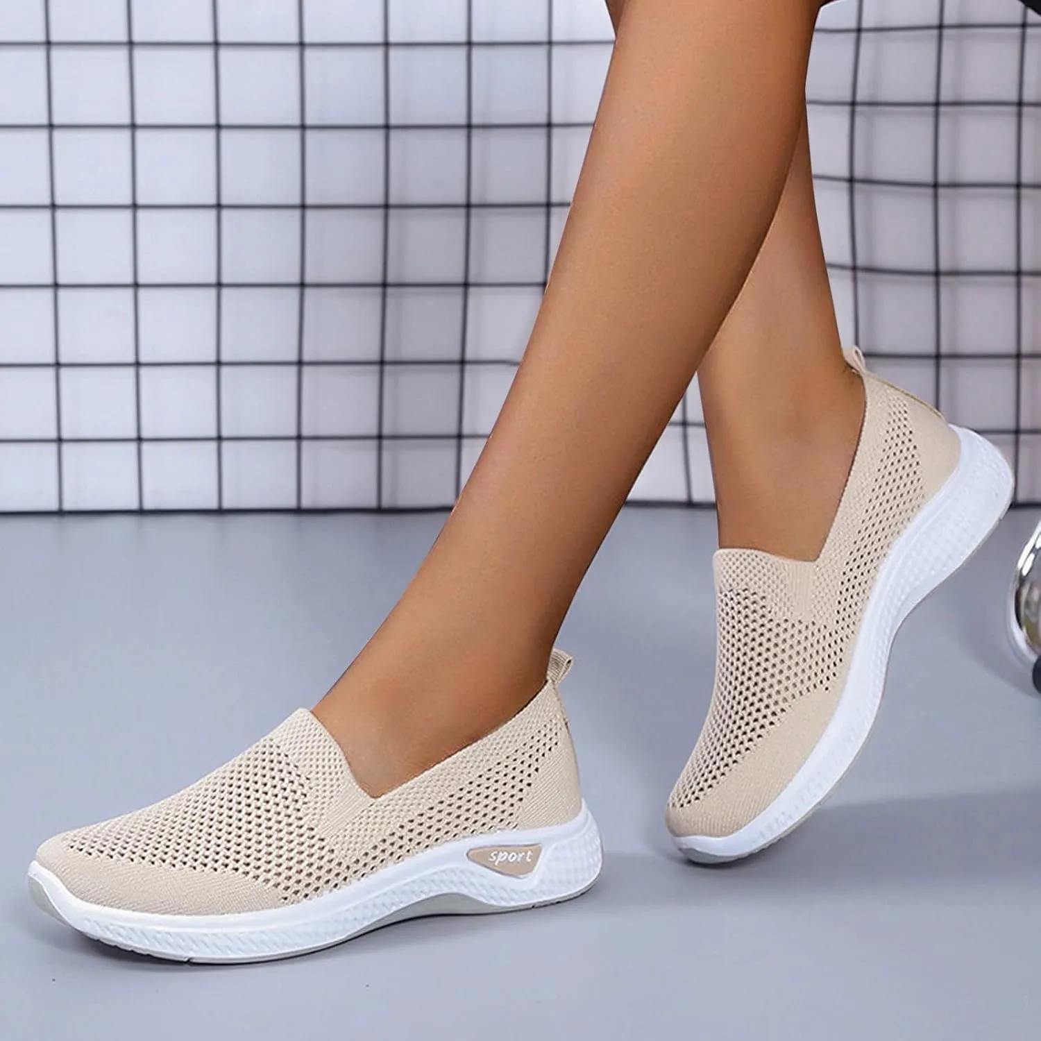 Women Canvas Slip On Sneakers Casual Walking Shoes Lightweight Flat Comfortable Elastic Non Slip Loafers