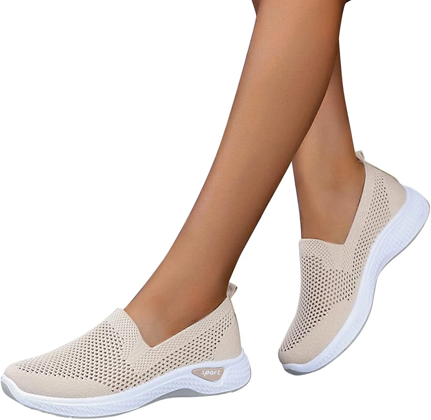Women Canvas Slip On Sneakers Casual Walking Shoes Lightweight Flat Comfortable Elastic Non Slip Loafers