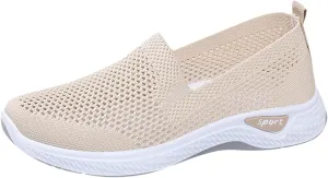 Women Canvas Slip On Sneakers Casual Walking Shoes Lightweight Flat Comfortable Elastic Non Slip Loafers