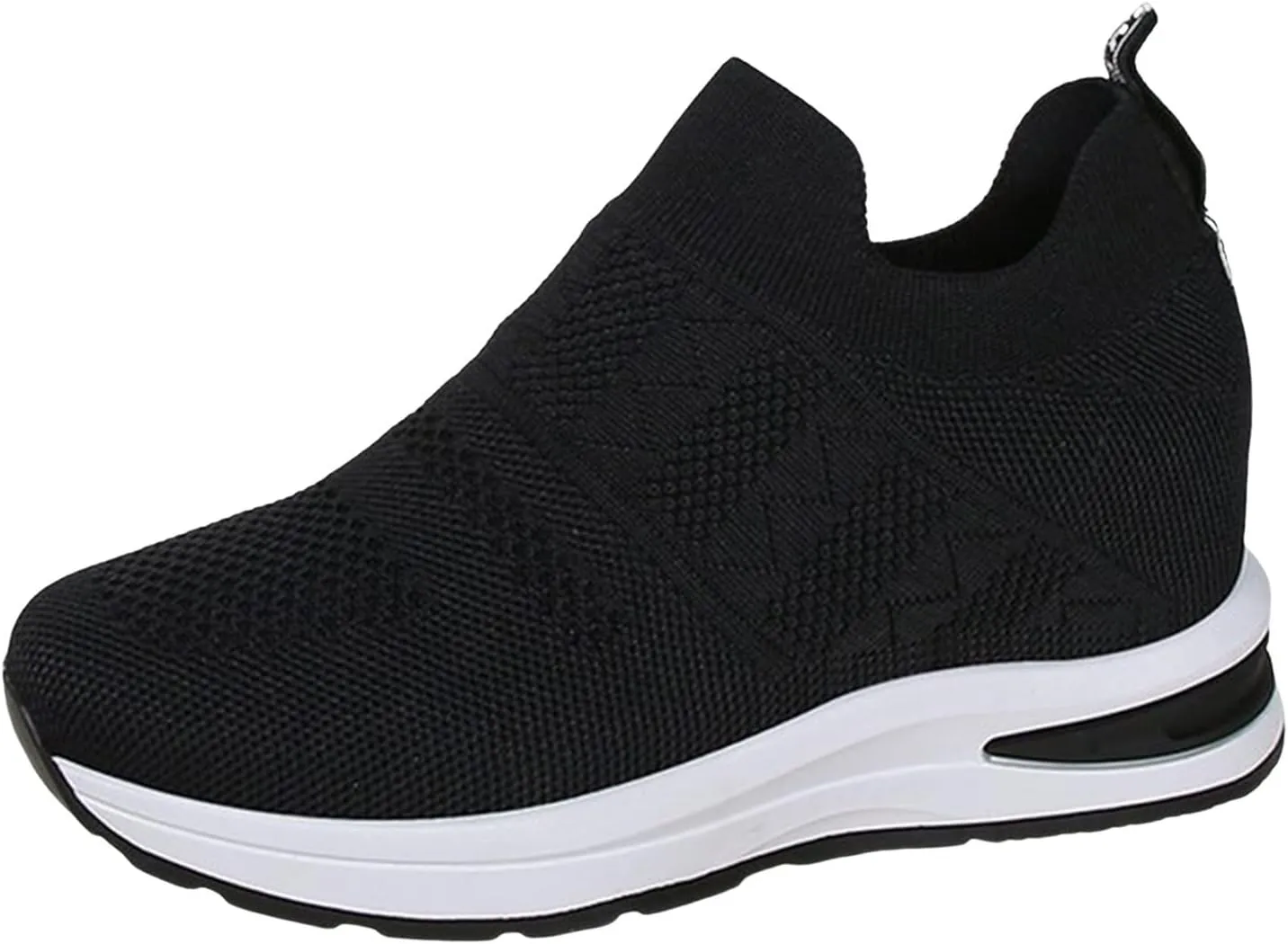 Women Casual Shoes Breathable Flat Sole Inner Elevated Sports Shoes Comfortable Shoes for Women Heels and Pumps Casual (Black, 7.5)