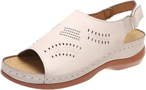 Women Comfortable Sandals Orthopedic Wedge Sandals Summer Hollow Out Slingback Walking Shoes Fish Mouth Adjustable Ankle Strap Shoes for All Occasions: Casual, Work, Party