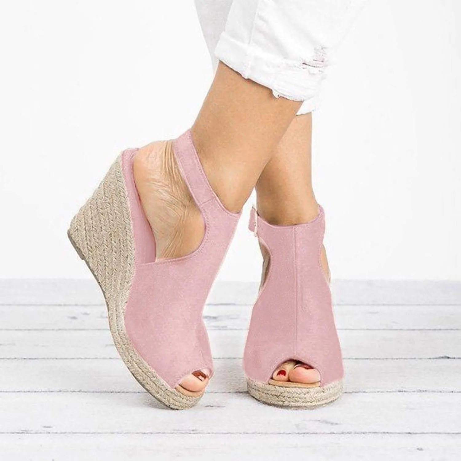 Women Dressy Summer Wedge Sandals, Womens Espadrille Wedge Sandals Open Toe Ankle Strap Platform Wedge High Heels Outdoor Casual Summer Dress Shoes