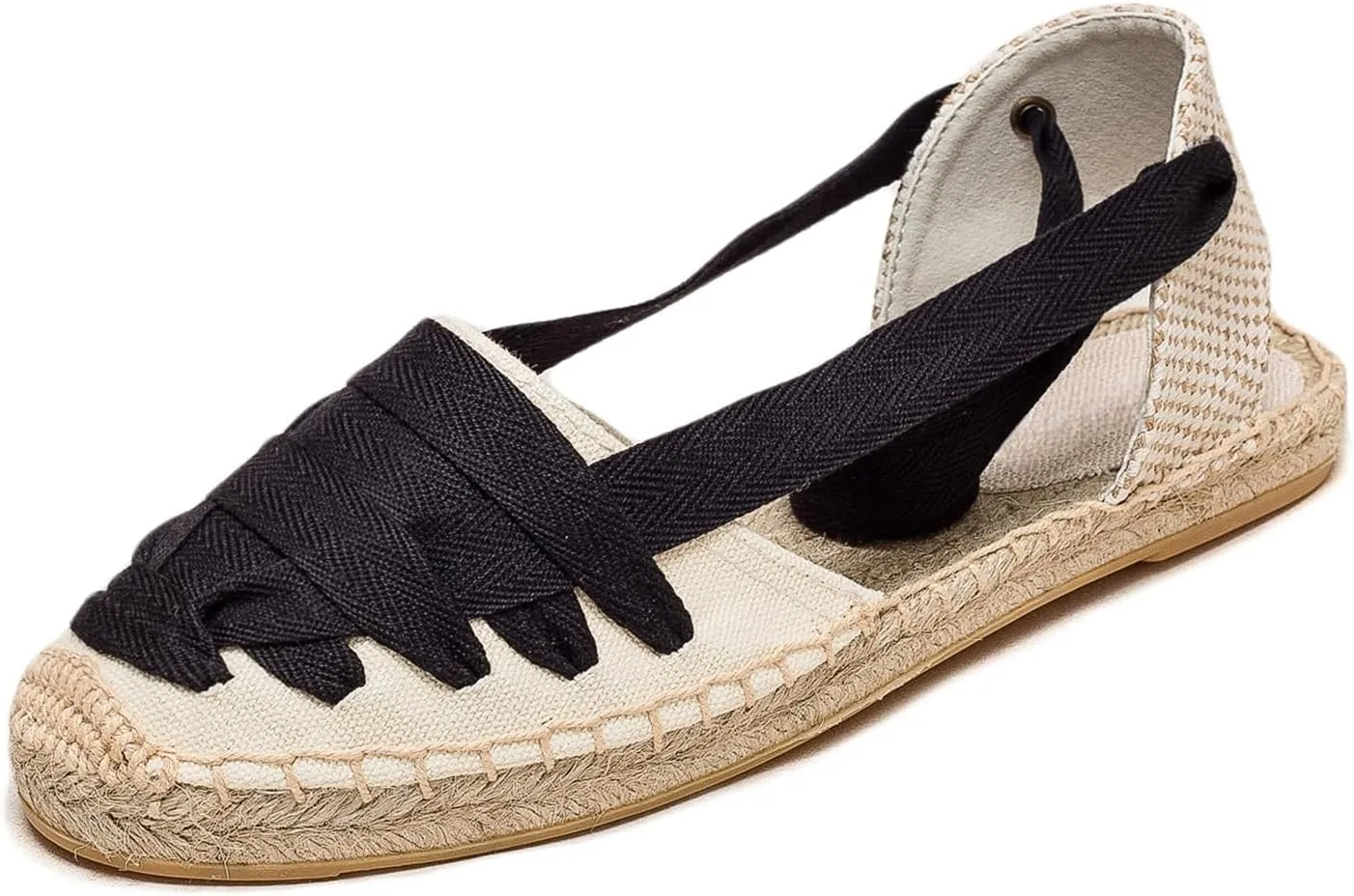 Women Espadrille Lace Up Flats Comfortable Summer Breathable Espadrille Sandals Adjustable Shoelace Dating Work Travel