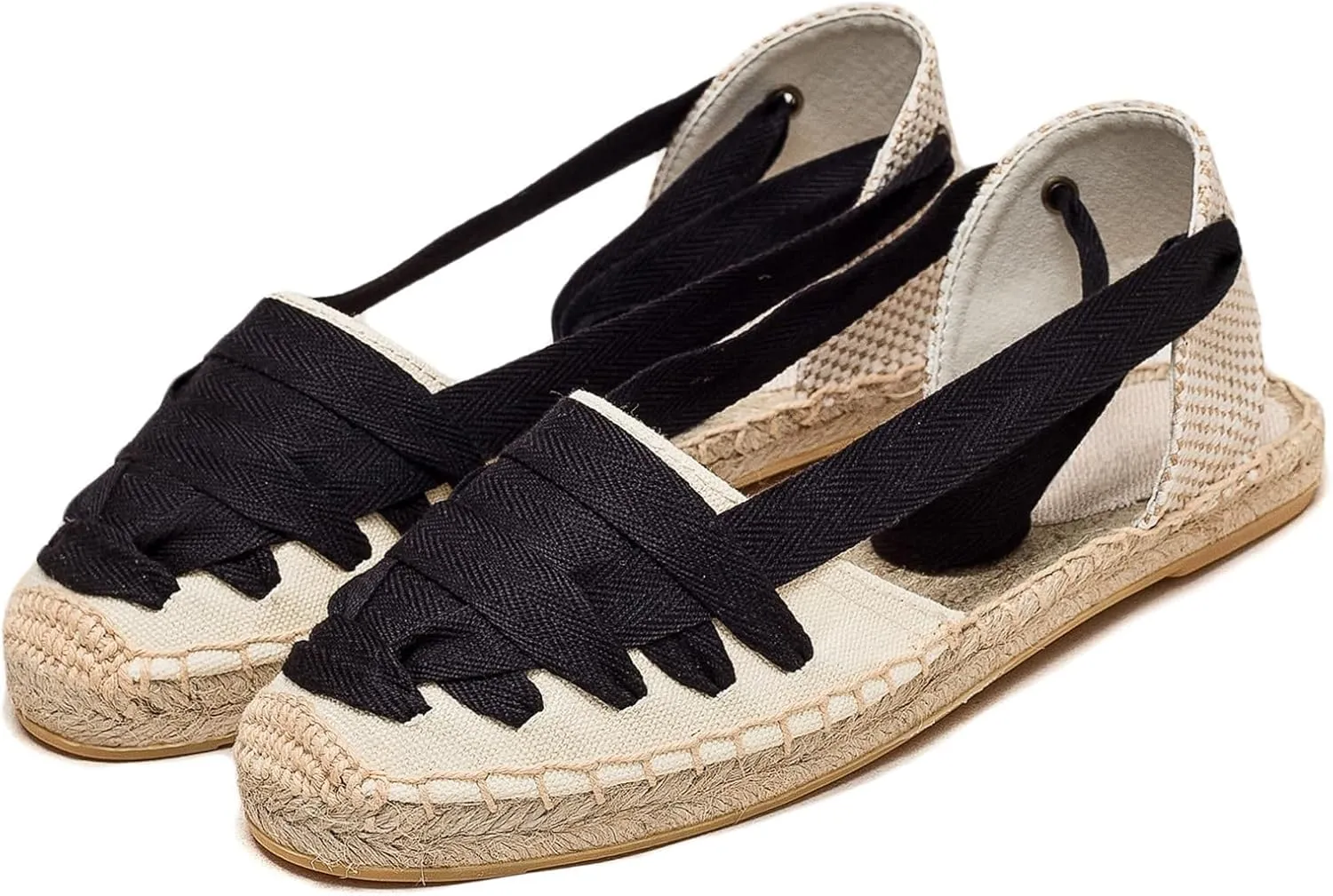 Women Espadrille Lace Up Flats Comfortable Summer Breathable Espadrille Sandals Adjustable Shoelace Dating Work Travel