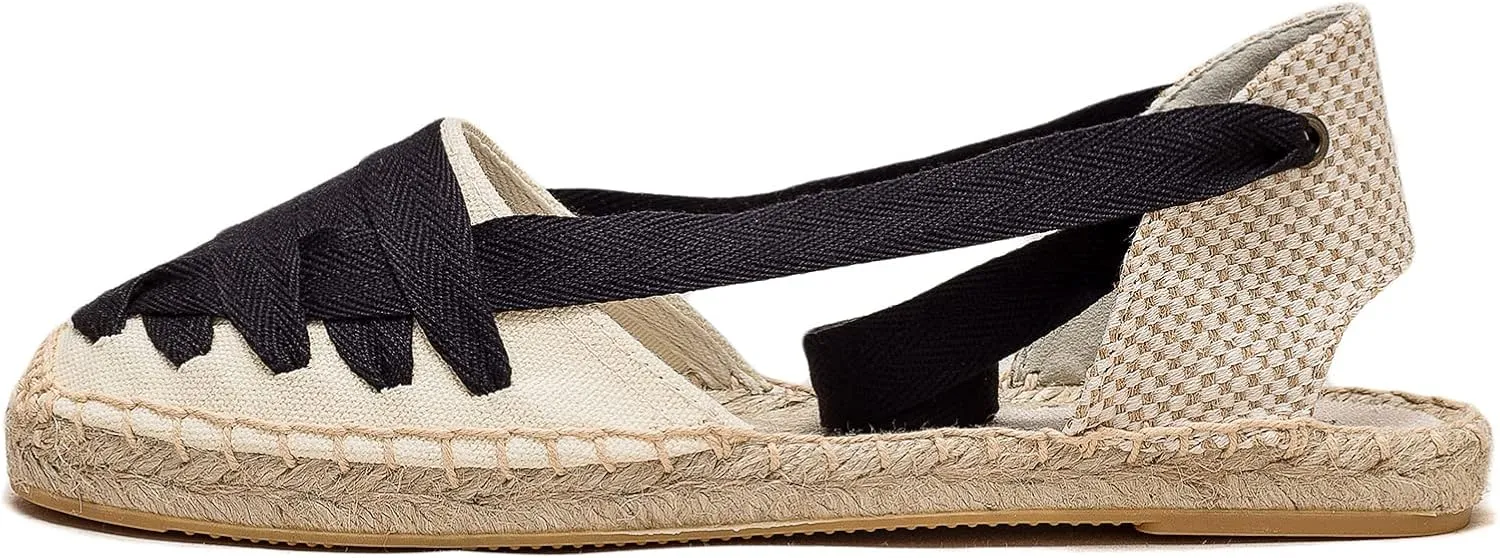 Women Espadrille Lace Up Flats Comfortable Summer Breathable Espadrille Sandals Adjustable Shoelace Dating Work Travel