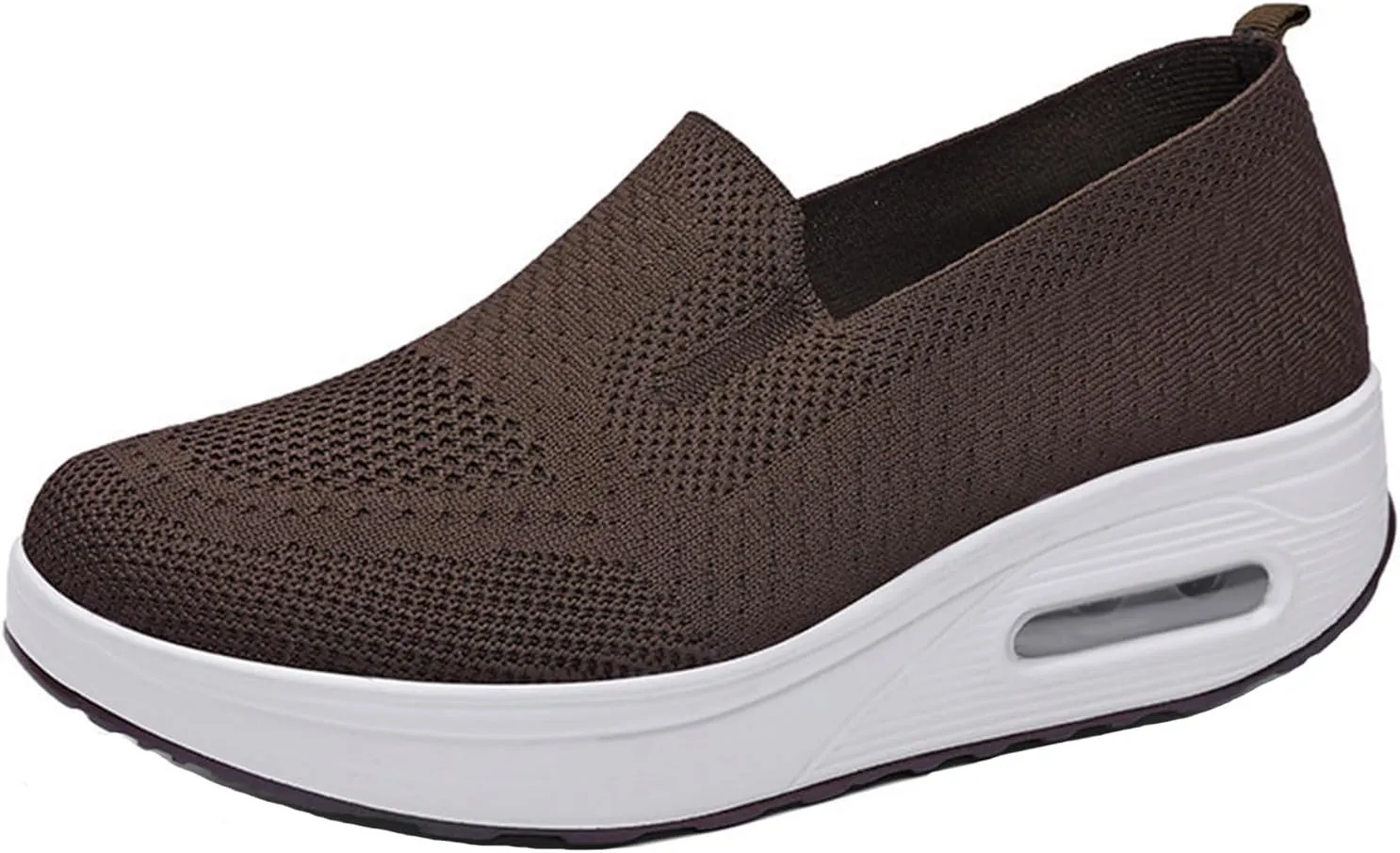 Women Orthopedic Air Cushion Walking Shoes Slip-On Platform Mesh Stretch Wedge Sneakers for Arch Support Light Toning Rocker Shoe