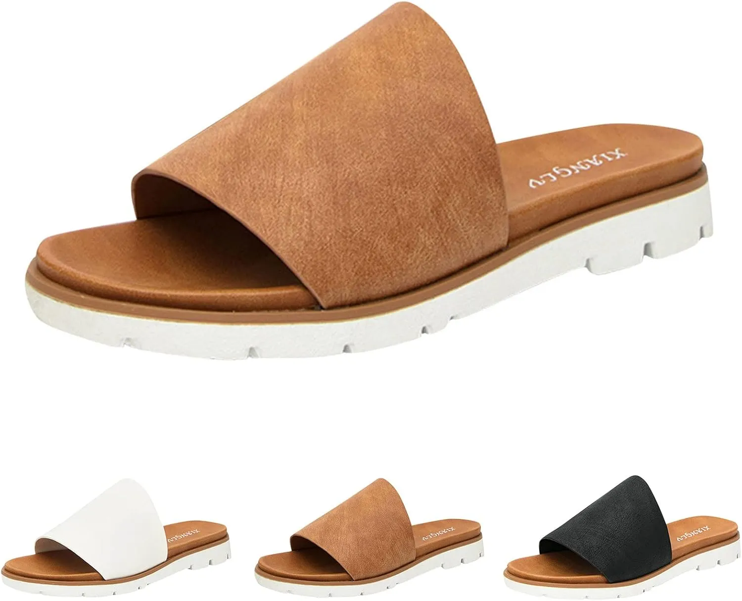 Women Sandals Fashion New Pattern Summer Solid Color Slip On Flat Comfortable Beach Sandals Non Slip Sandals
