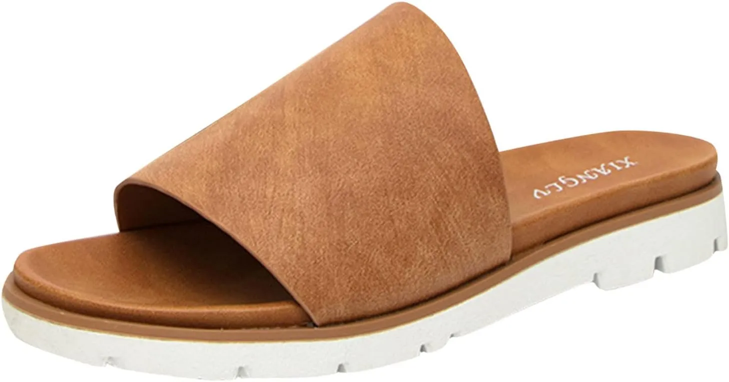 Women Sandals Fashion New Pattern Summer Solid Color Slip On Flat Comfortable Beach Sandals Non Slip Sandals