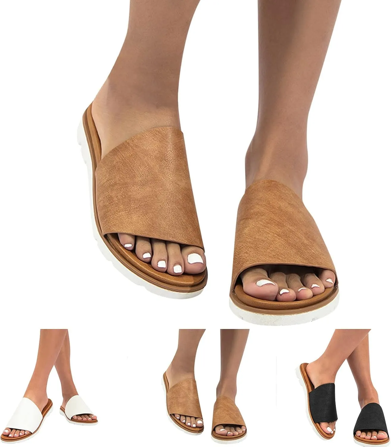 Women Sandals Fashion New Pattern Summer Solid Color Slip On Flat Comfortable Beach Sandals Non Slip Sandals