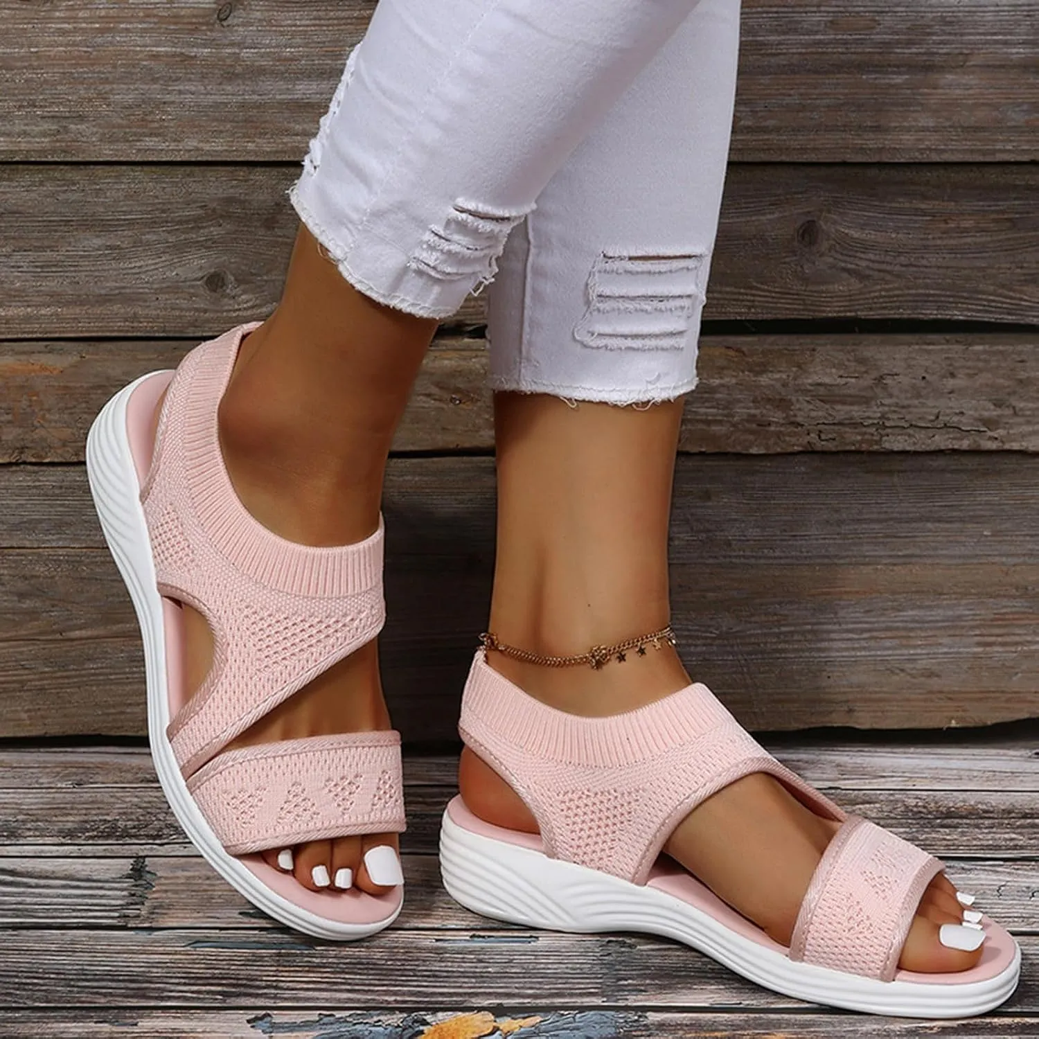 Women Sport Sandals Open Toe Walking Sandals Soft Mesh Sneakers Dressy Summer Wide Width Sandals Causal Comfortable Sandals