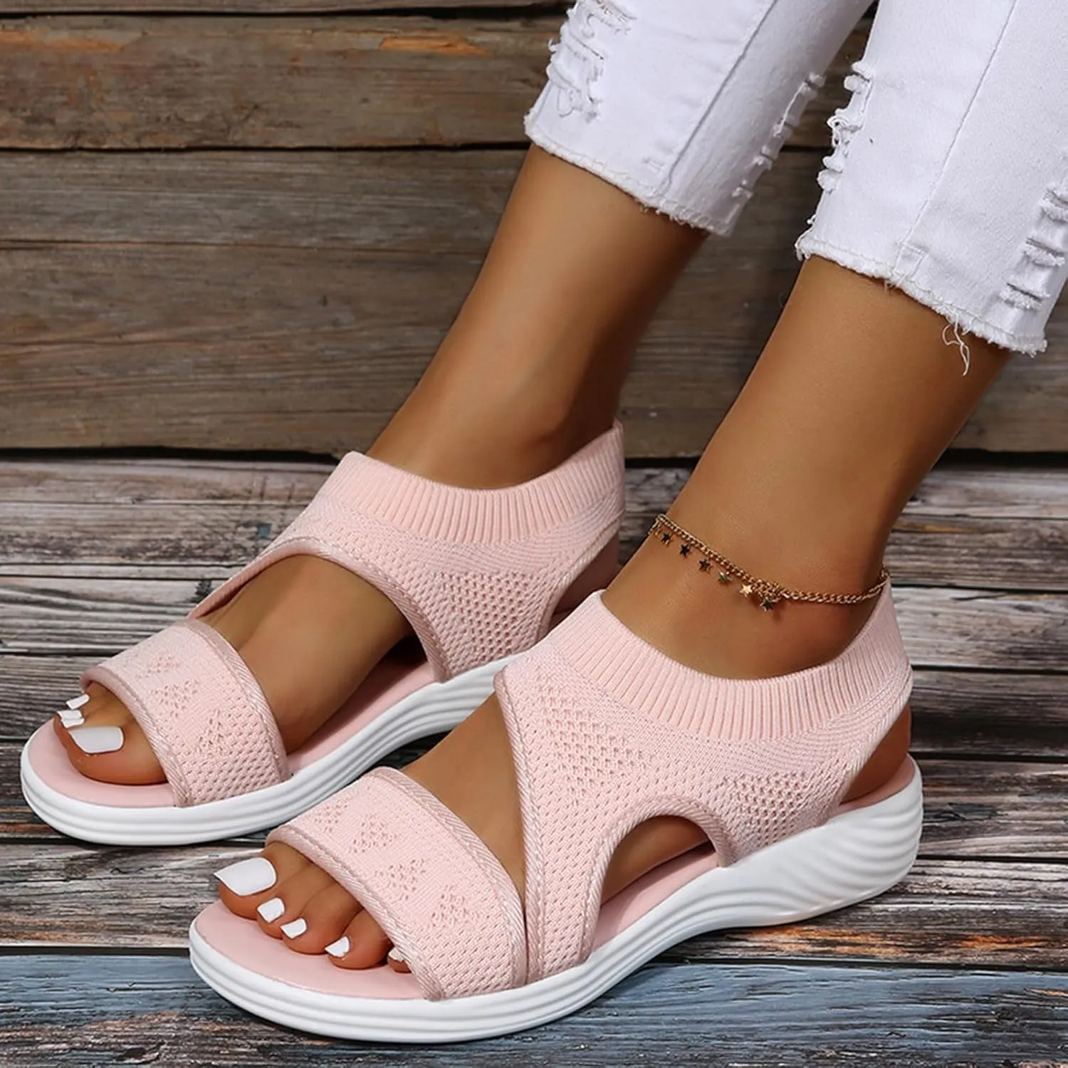 Women Sport Sandals Open Toe Walking Sandals Soft Mesh Sneakers Dressy Summer Wide Width Sandals Causal Comfortable Sandals