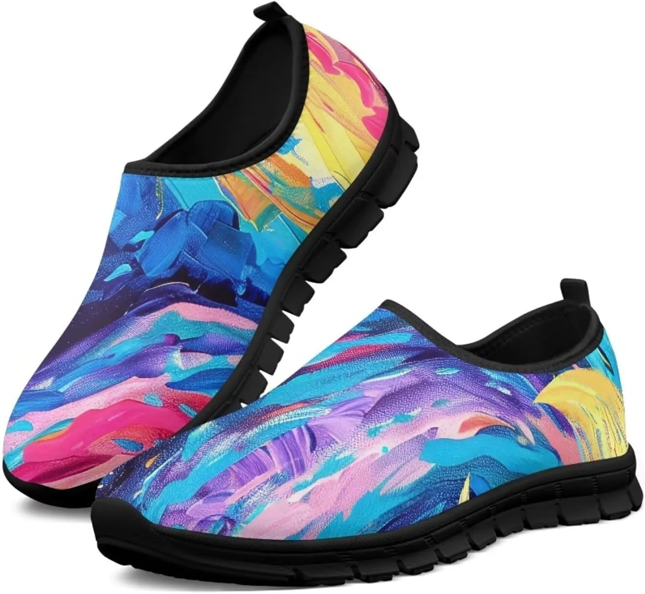 Women Sports Air Running Sneakers Lightweight Slide-in Casual Walking Shoes（Black Sole）
