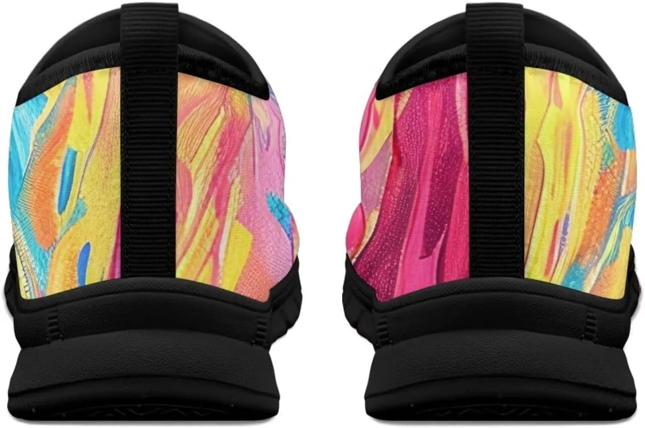 Women Sports Air Running Sneakers Lightweight Slide-in Casual Walking Shoes（Black Sole）