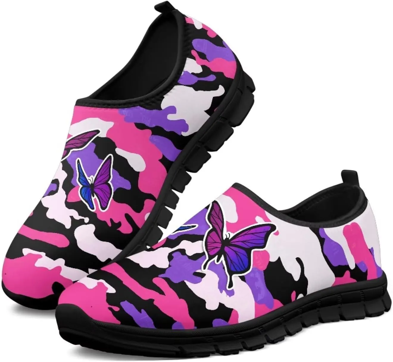 Women Sports Air Running Sneakers Lightweight Slide-in Casual Walking Shoes（Black Sole）