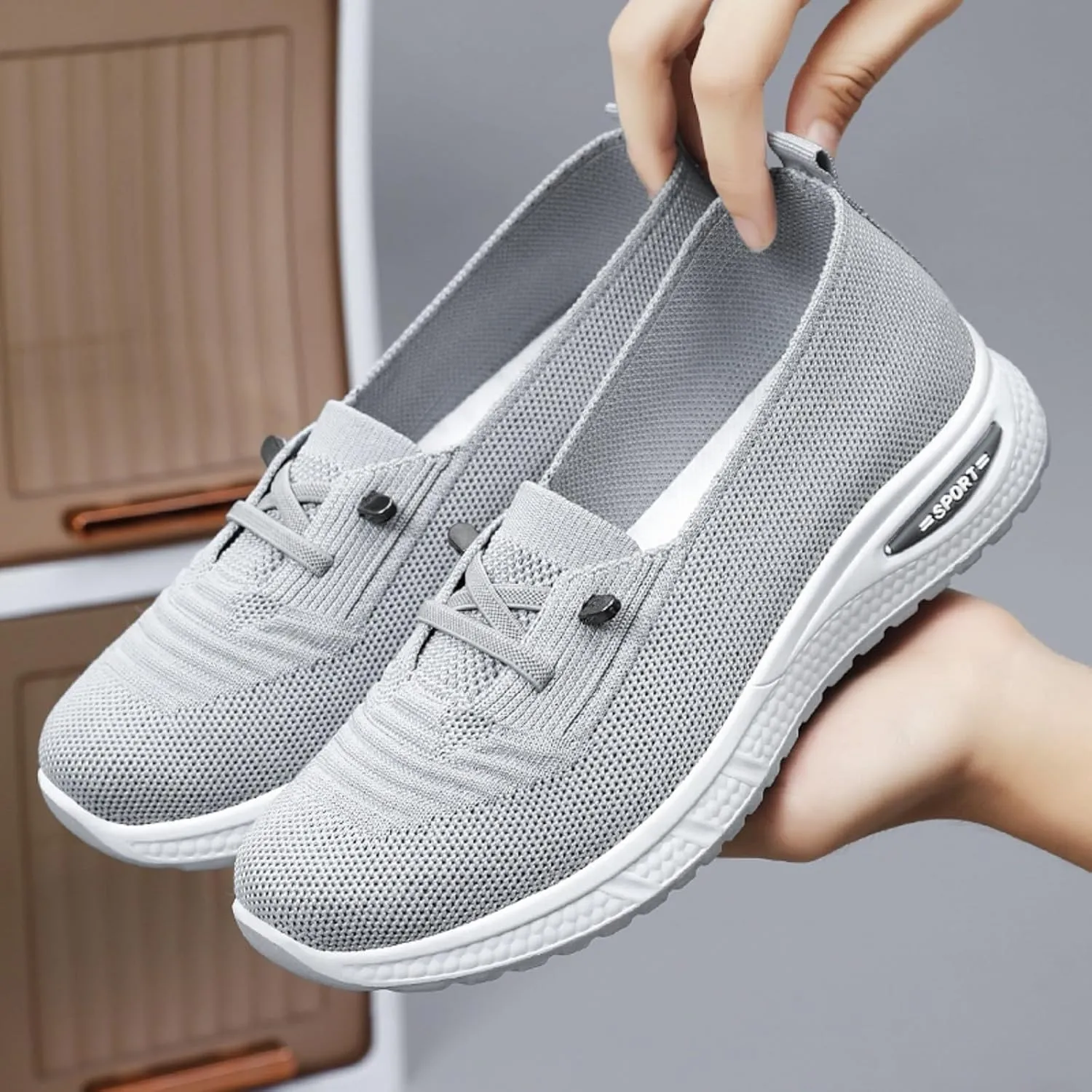 Women Woven Comfy Orthopedic Walking Shoes, 2025 New Women's Breathable Slip On Arch Support Non-Slip Sneakers