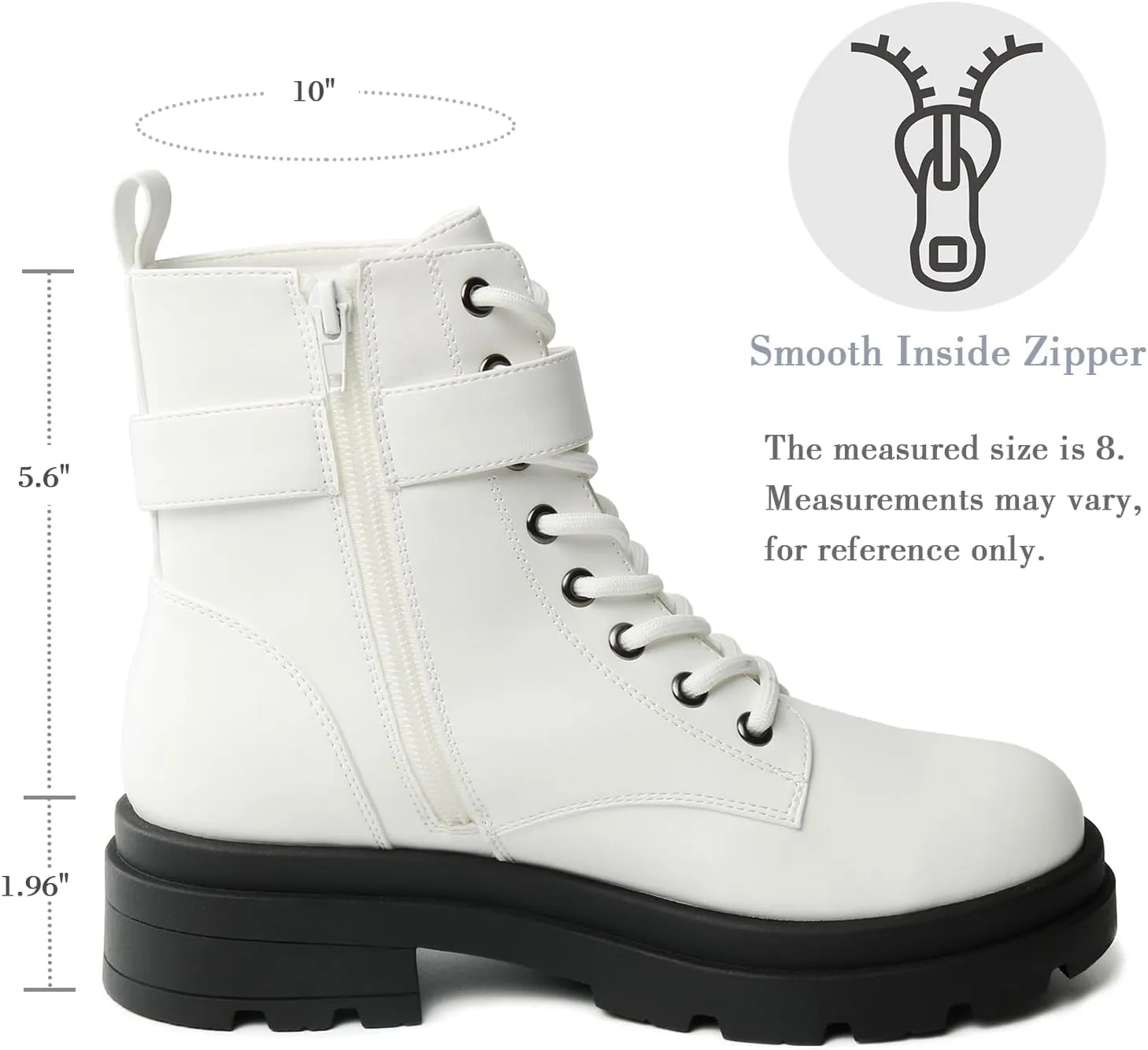 Women's Ankle Boots Classic Low Heel Womens Motorcycle Boots Straps Zippers Lace up Fashion Combat Booties for Women with Buckle Straps