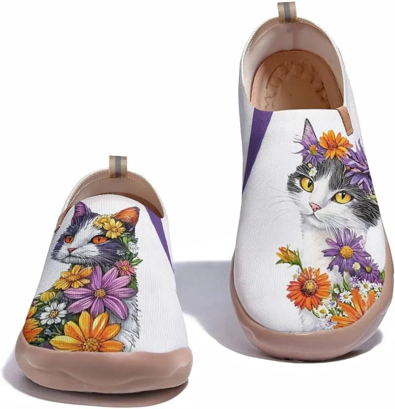 Women's Art Painted Shoes Knitted Slip On Loafers Comfort Casual Walking Sneakers