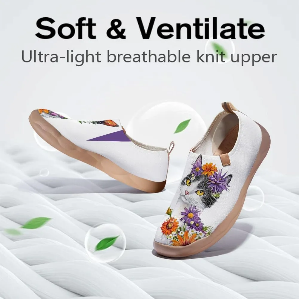 Women's Art Painted Shoes Knitted Slip On Loafers Comfort Casual Walking Sneakers