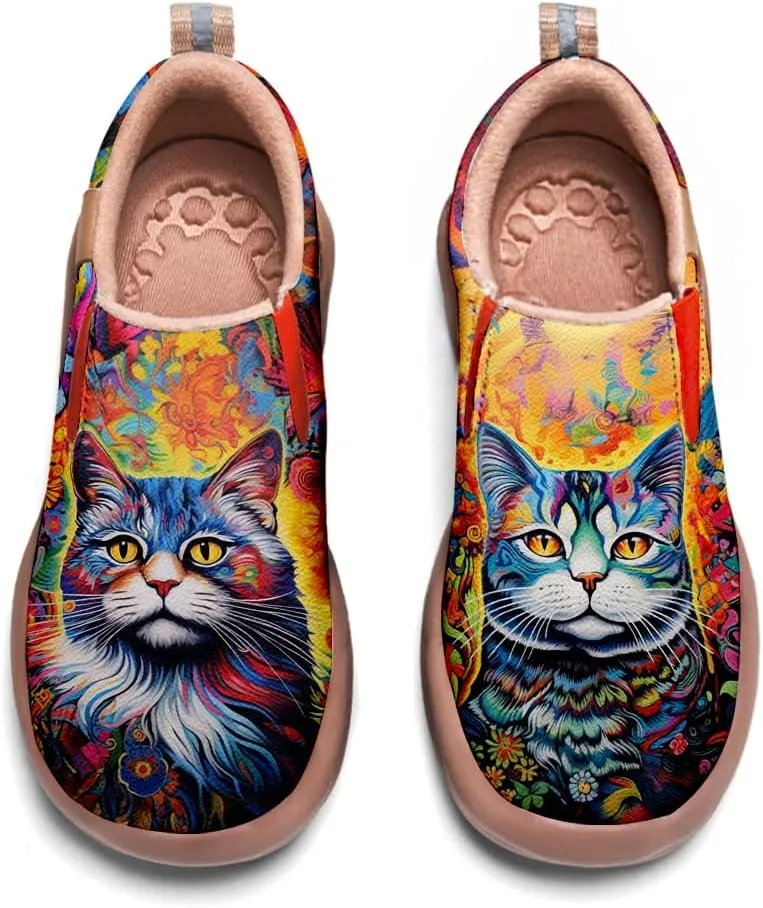 Women's Art Painted Travel Shoes Slip On Casual Leather Loafers Lightweight Comfort Fashion Sneaker