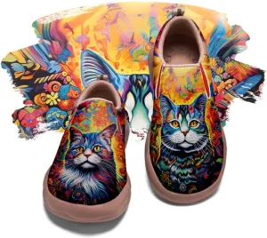 Women's Art Painted Travel Shoes Slip On Casual Leather Loafers Lightweight Comfort Fashion Sneaker