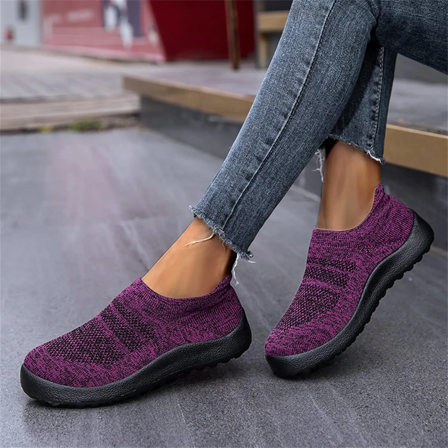 Women's Athletic Walking Shoes Slip On Casual Mesh Slip On Shoes Women Arch Support Ladies Shoes Casual Walking Sneakers Platform Tennis Shoe Loafers Shoe