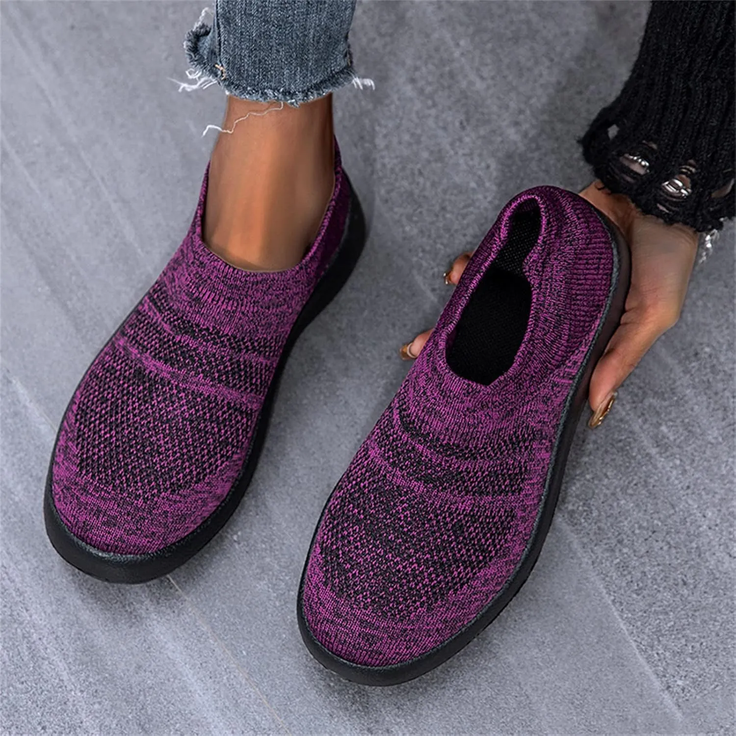 Women's Athletic Walking Shoes Slip On Casual Mesh Slip On Shoes Women Arch Support Ladies Shoes Casual Walking Sneakers Platform Tennis Shoe Loafers Shoe