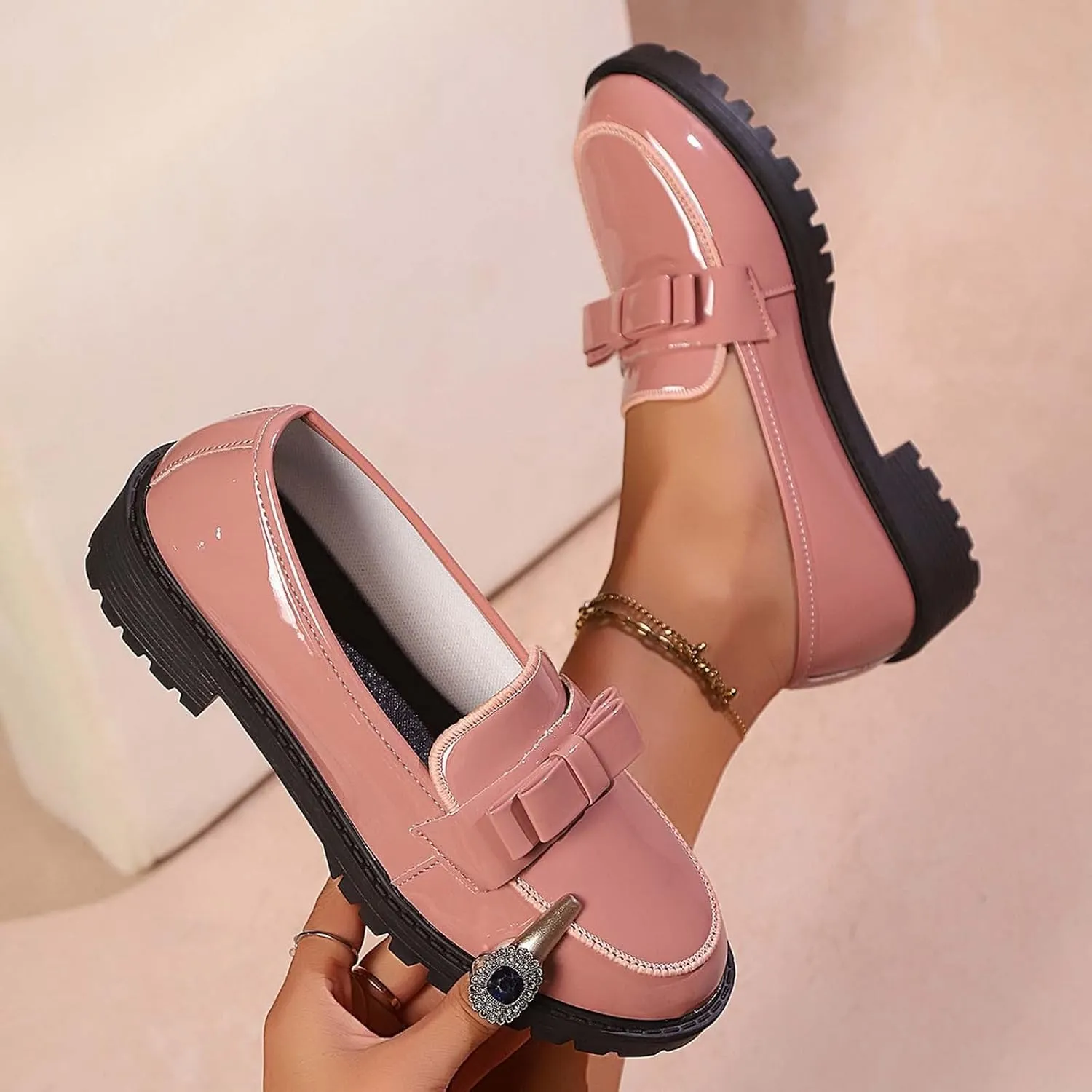 Women's Casual Slip On Loafers Round Toe Low Heel Dress Shoes Comfortable Everyday Wear for Spring Summer