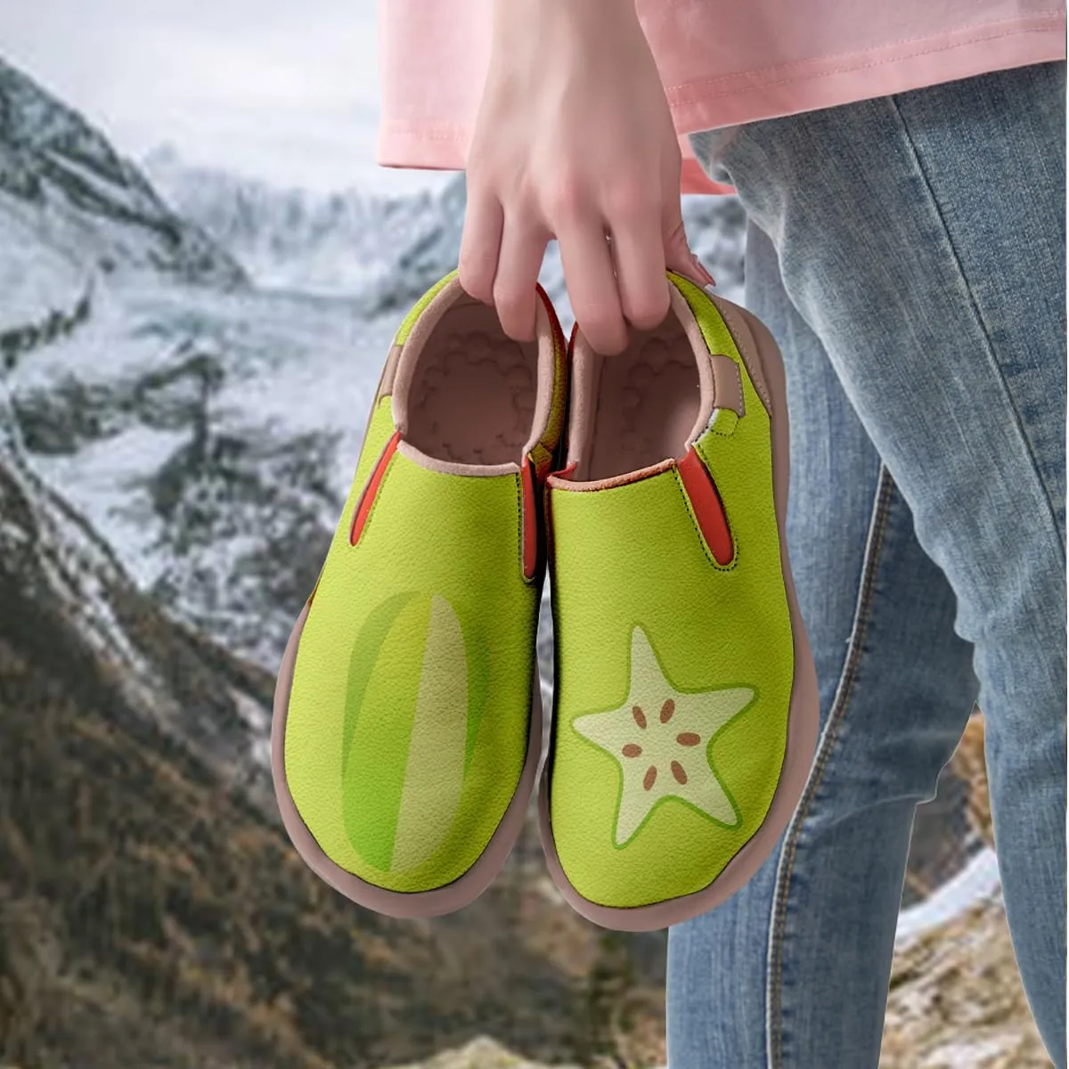 Women’s Casual Travel Shoe - Loafers Slip On Fruit Art Painted Sneakers Comfort Breathe Walking Shoes