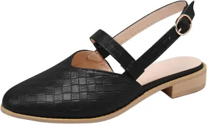 Women's Closed Pointed Toe Slingback Sandals Summer Casual Flat Braided Dressy Comfort Low Heel Pumps Dressy Work Office Dress Shoes