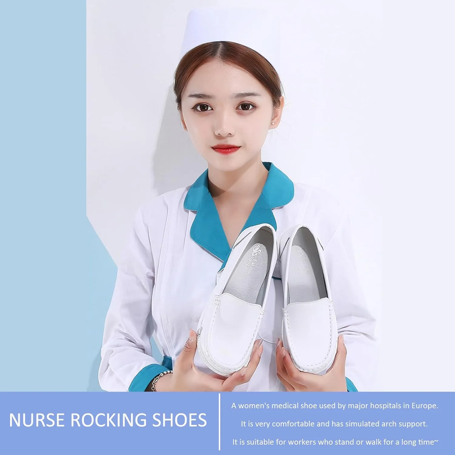Women's Comfort Wedge Moccasins,Slip-On Low-Top Wedge Loafers,Soft Leather Platform Loafers,Nurse Shoes with Arch Support