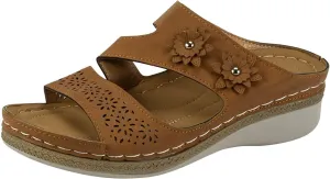 Women's Comfortable Orthopedic Sandals Open Toe Wedge Non Slip Sandals Hollow Out Breathable Wedges Slippers Trendy Flowers Working Shopping Walking Slippers